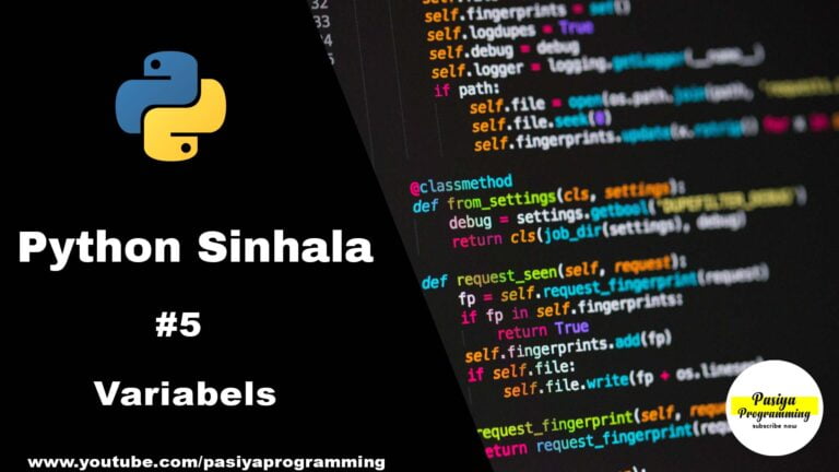 Variables | Python tutorial in Sinhala Learn Basic of Python Programming #5 Video